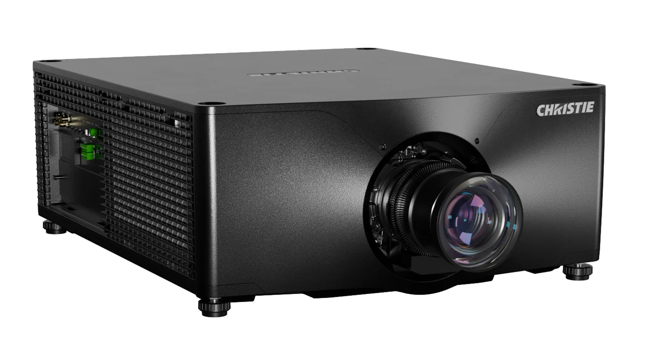 Christie Phazer RGBH — front-high-right Christie Phazer RGBH 4K — vista frontal superior direita do projetor de cinema digital