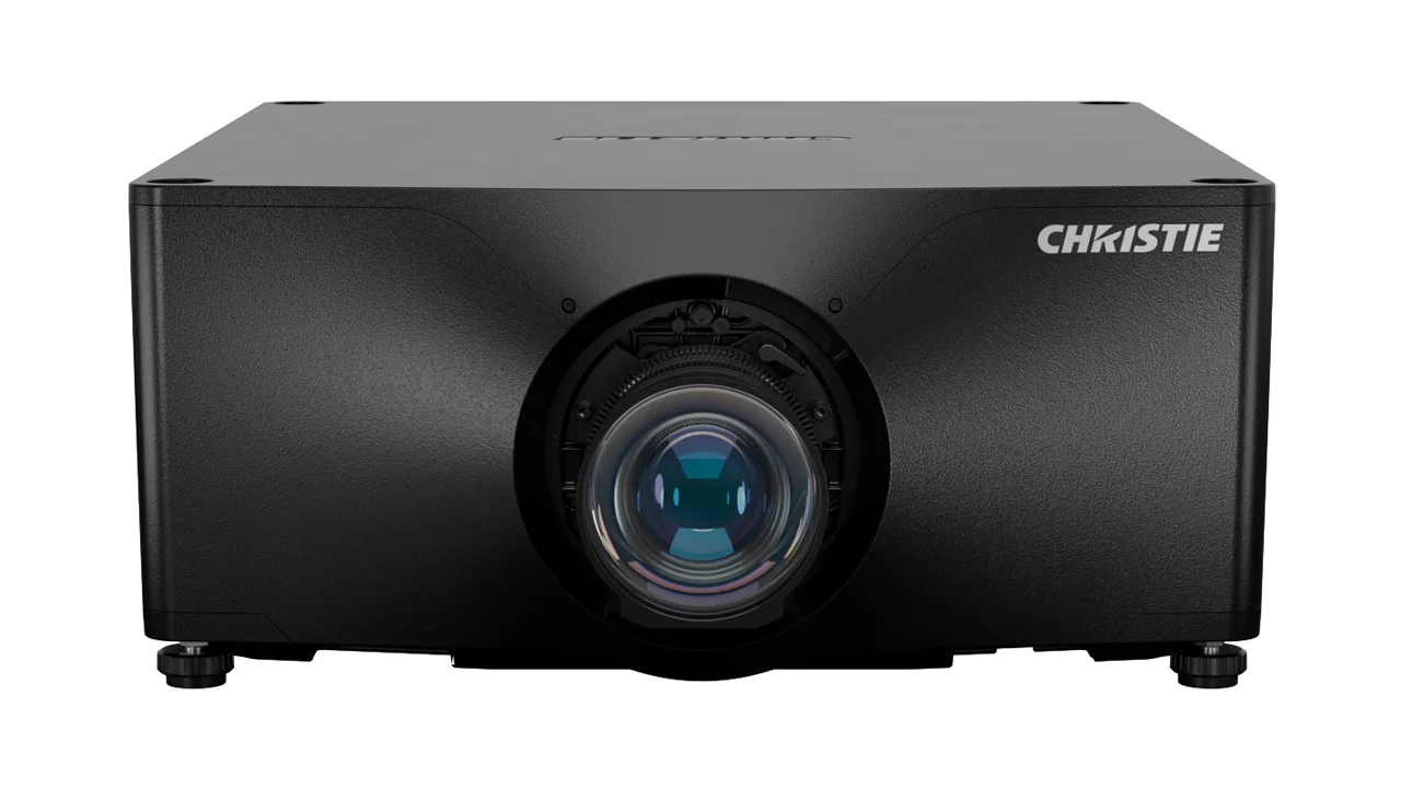 Christie Phazer RGBH — front-high Christie Phazer RGBH 4K — vista frontal superior do projetor de cinema digital
